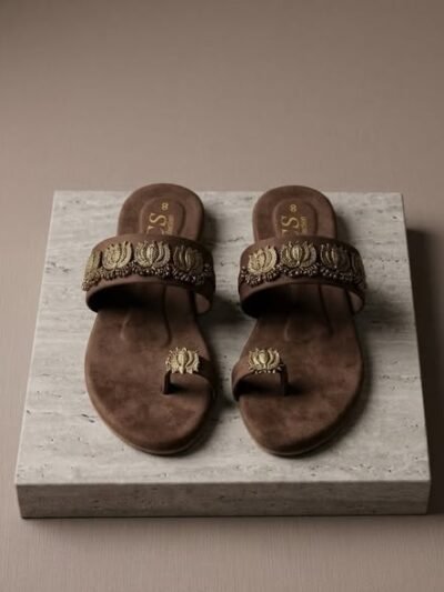 Ethnic Brown Kolhapuri Slides